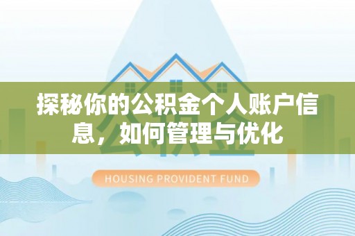 高邑探秘你的公积金个人账户信息，如何管理与优化
