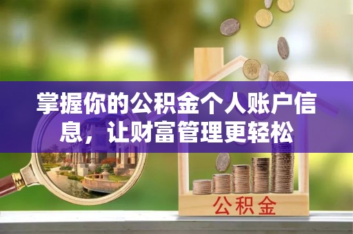 高邑掌握你的公积金个人账户信息，让财富管理更轻松